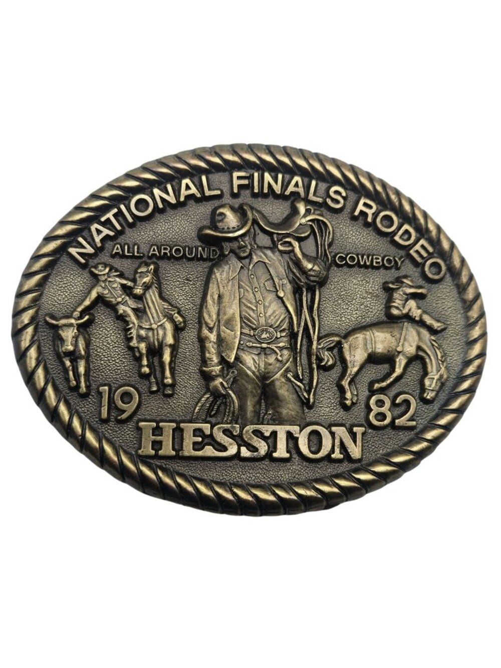 1982 NFR Belt Buckle National Finals Rodeo All Around Cowboy Hesston Vintage